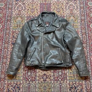 VTG 80s Natal Leather Heavy Black Size Lace Zip Up Motorcycle Jacket 52 XL USA